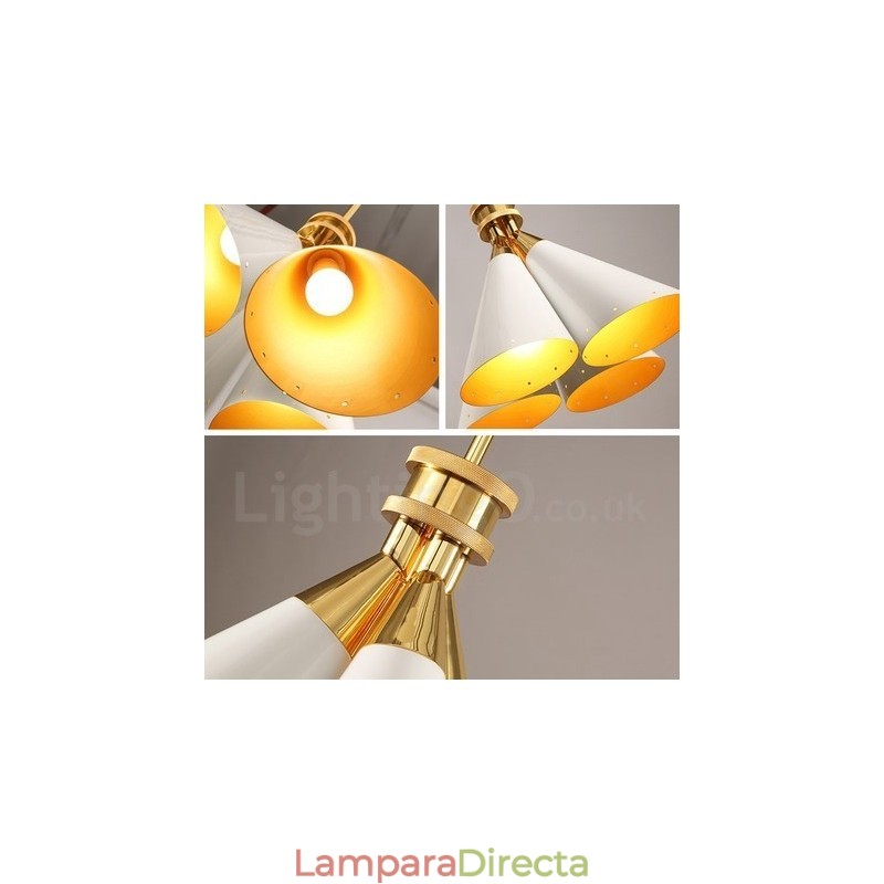 Lámpara colgante de aleación de aluminio de lujo, estilo rústico retro, de 4 luces, con pantalla de aleación de aluminio.