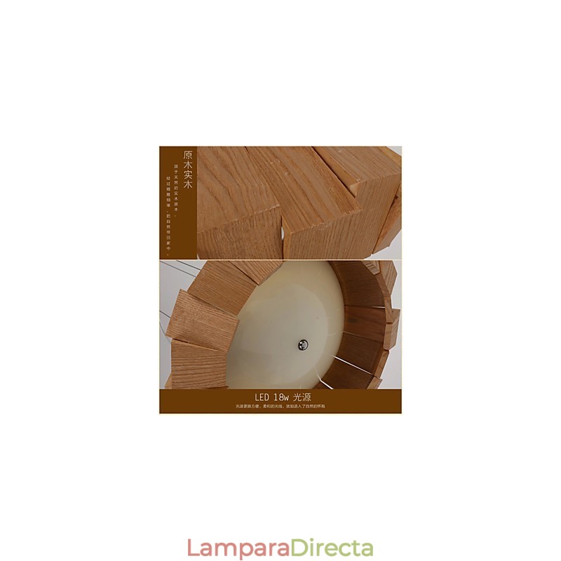 Lámpara de araña de madera rústica de bambú