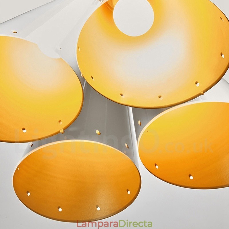 Lámpara colgante de aleación de aluminio de lujo, estilo rústico retro, de 4 luces, con pantalla de aleación de aluminio.