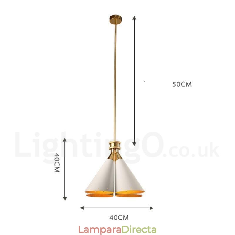 Lámpara colgante de aleación de aluminio de lujo, estilo rústico retro, de 4 luces, con pantalla de aleación de aluminio.