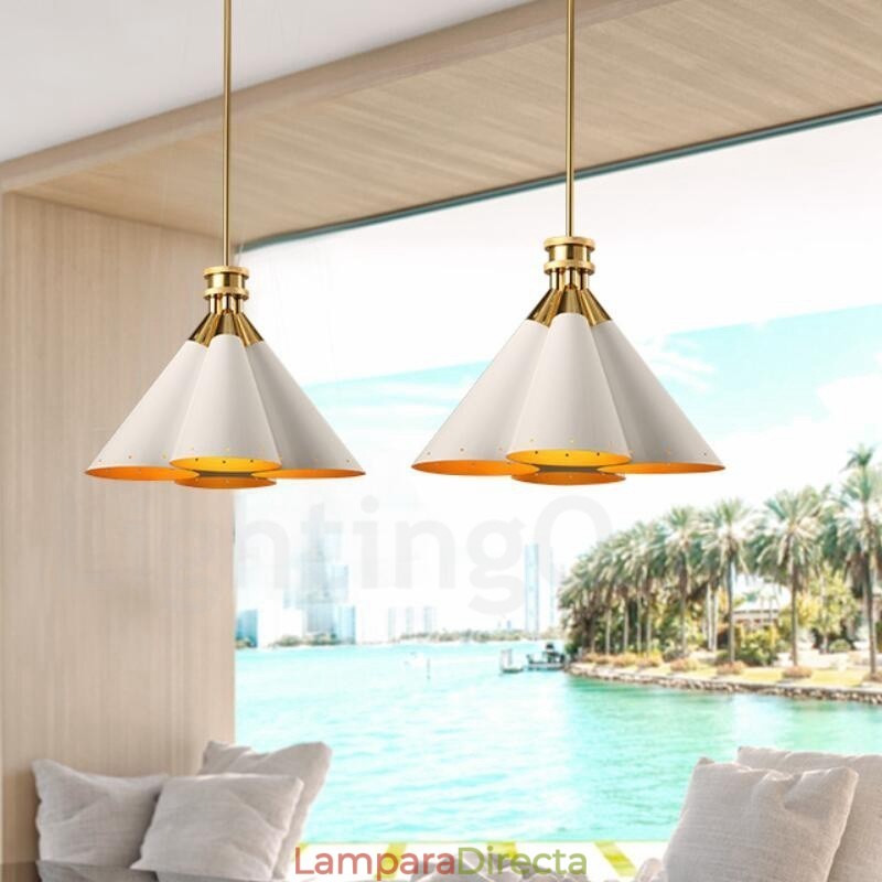 Lámpara colgante de aleación de aluminio de lujo, estilo rústico retro, de 4 luces, con pantalla de aleación de aluminio.