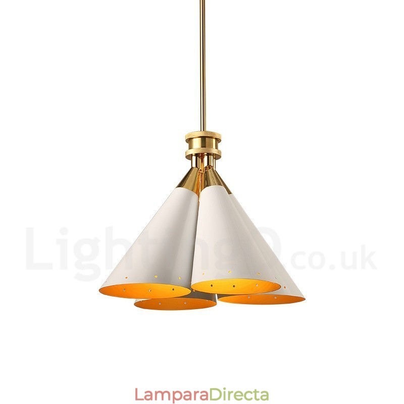 Lámpara colgante de aleación de aluminio de lujo, estilo rústico retro, de 4 luces, con pantalla de aleación de aluminio.
