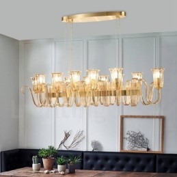 Lámpara colgante de aleación de aluminio de lujo, estilo rústico retro, de 12 luces, con pantalla de cristal