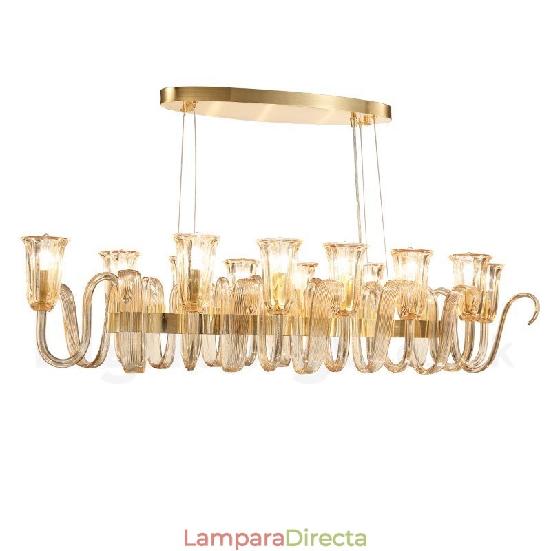 Lámpara colgante de aleación de aluminio de lujo, estilo rústico retro, de 12 luces, con pantalla de cristal