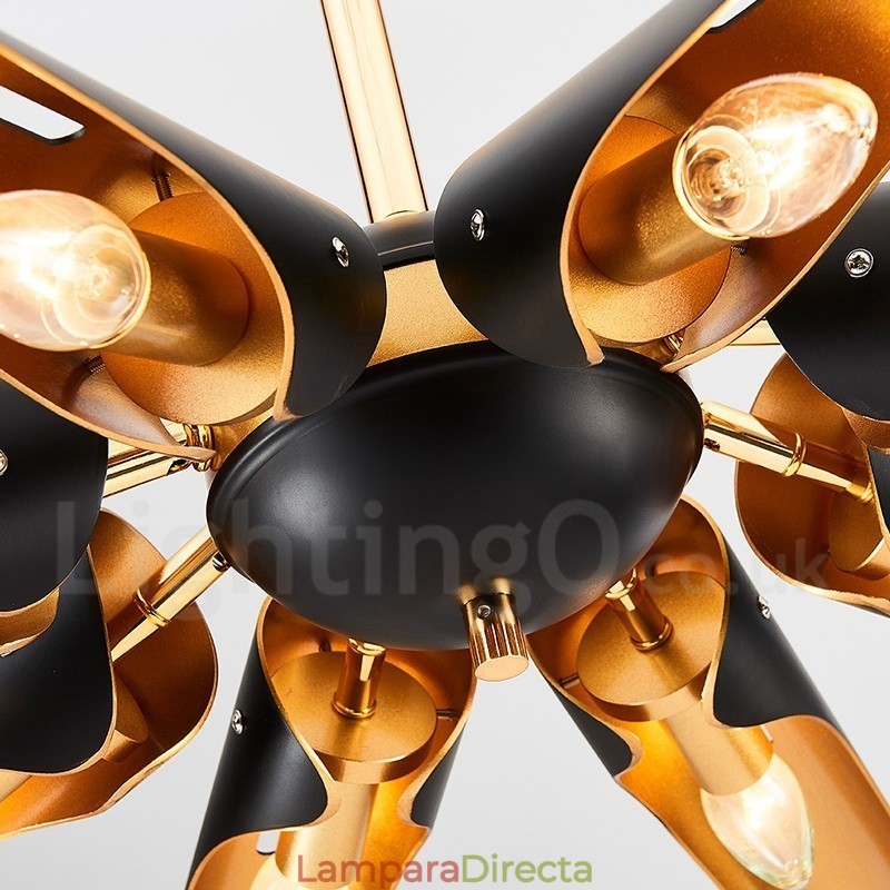 Lámpara colgante de aleación de aluminio de lujo, estilo rústico retro, de 5 luces, con pantalla de aleación de aluminio.