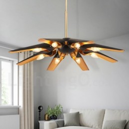 Lámpara colgante de aleación de aluminio de lujo, estilo rústico retro, de 8 luces, con pantalla de aleación de aluminio.