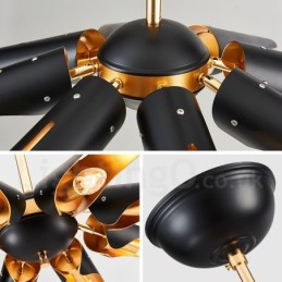Lámpara colgante de aleación de aluminio de lujo, estilo rústico retro, de 8 luces, con pantalla de aleación de aluminio.
