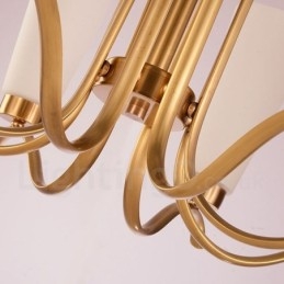 Lámpara colgante de latón rústico retro de 8 luces con pantalla de cristal