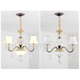 Lámpara colgante de cristal de lujo rústica retro de 3 luces con pantalla de cristal