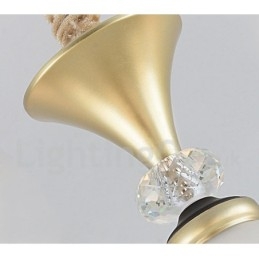 Lámpara colgante de cristal rústica retro de lujo de 6 luces con pantalla de cristal