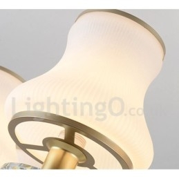 Lámpara colgante de cristal rústica retro de lujo de 6 luces con pantalla de cristal