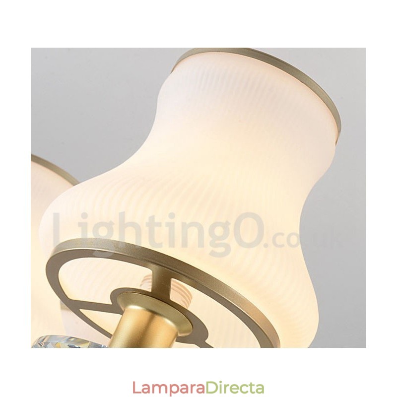 Lámpara colgante de cristal rústica retro de lujo de 6 luces con pantalla de cristal