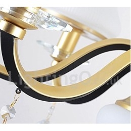 Lámpara colgante de cristal rústica retro de lujo de 6 luces con pantalla de cristal