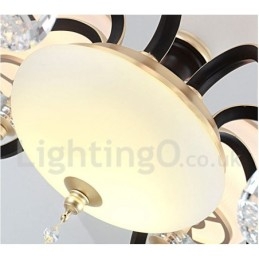 Lámpara colgante de cristal rústica retro de lujo de 6 luces con pantalla de cristal