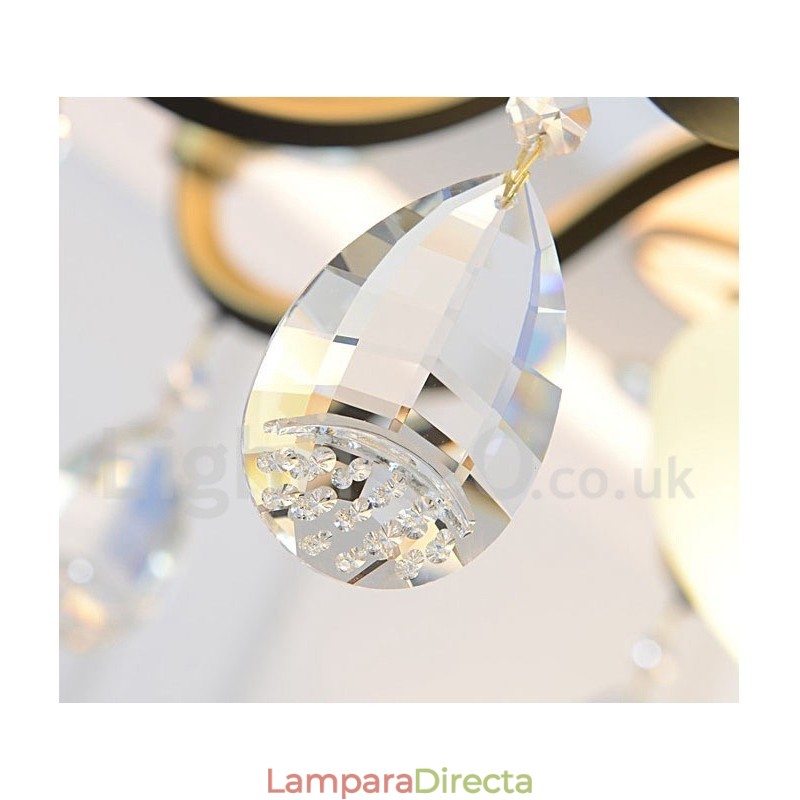 Lámpara colgante de cristal rústica retro de lujo de 8 luces con pantalla de cristal