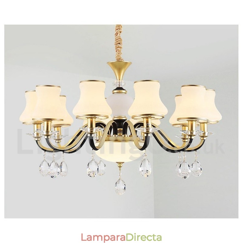 Lámpara colgante de cristal de lujo rústica retro con pantalla de cristal