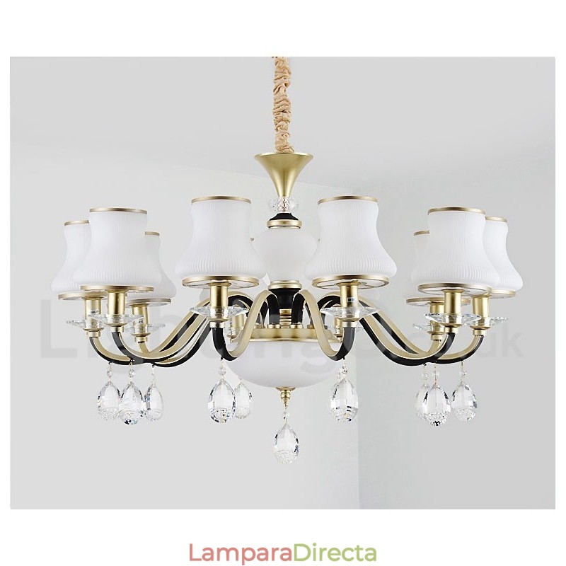 Lámpara colgante de cristal de lujo rústica retro con pantalla de cristal