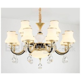 Lámpara colgante de cristal rústica retro de lujo de 12 luces con pantalla de cristal