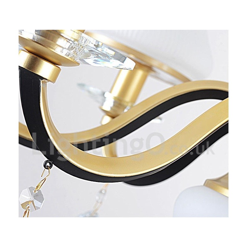 Lámpara colgante de cristal rústica retro de lujo de 12 luces con pantalla de cristal
