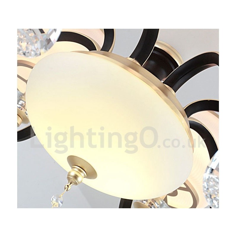 Lámpara colgante de cristal rústica retro de lujo de 12 luces con pantalla de cristal
