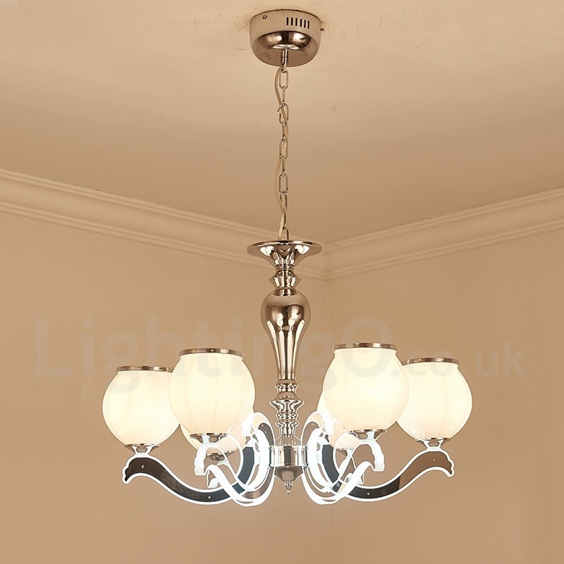 Lámpara colgante moderna contemporánea de lujo de 6 luces con pantalla de cristal