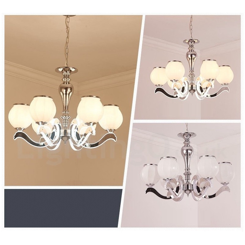 Lámpara colgante moderna contemporánea de lujo de 6 luces con pantalla de cristal