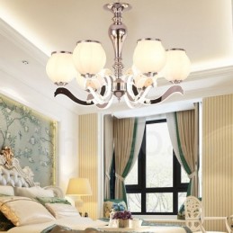Lámpara colgante moderna contemporánea de lujo de 6 luces con pantalla de cristal