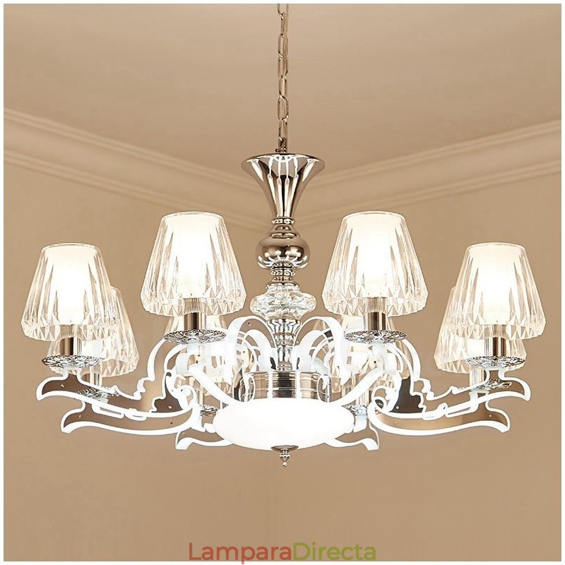 Lámpara colgante de cristal de lujo rústica retro con pantalla de cristal
