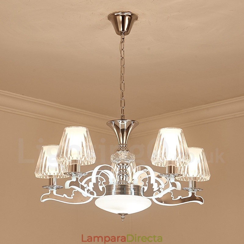 Lámpara colgante de cristal de lujo rústica retro con pantalla de cristal