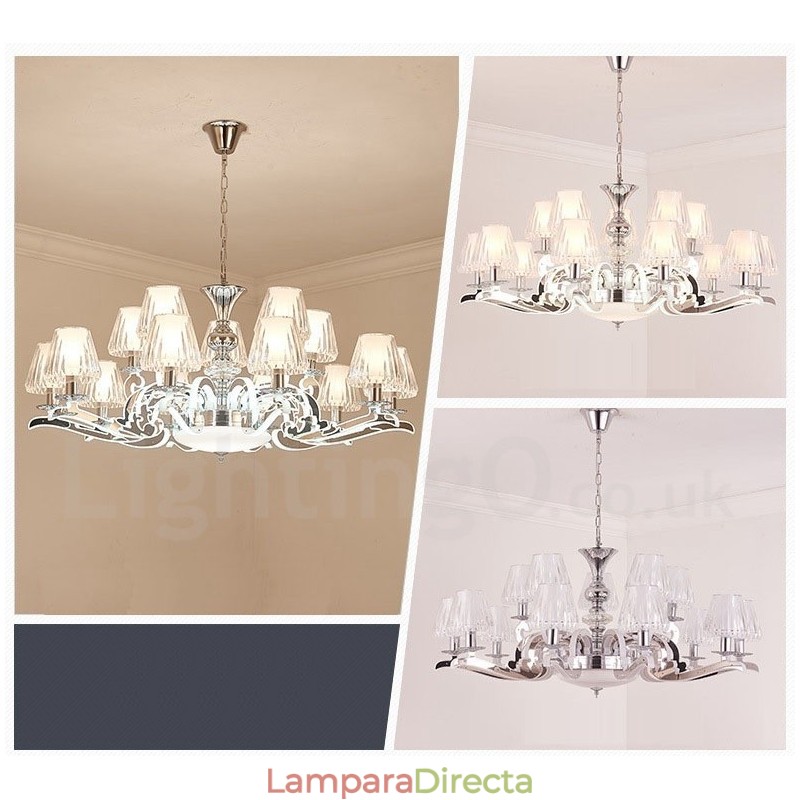Lámpara colgante de cristal de lujo rústica retro con pantalla de cristal