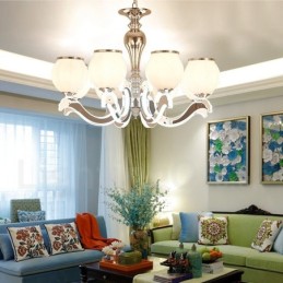 Lámpara colgante moderna contemporánea de lujo de 8 luces con pantalla de cristal