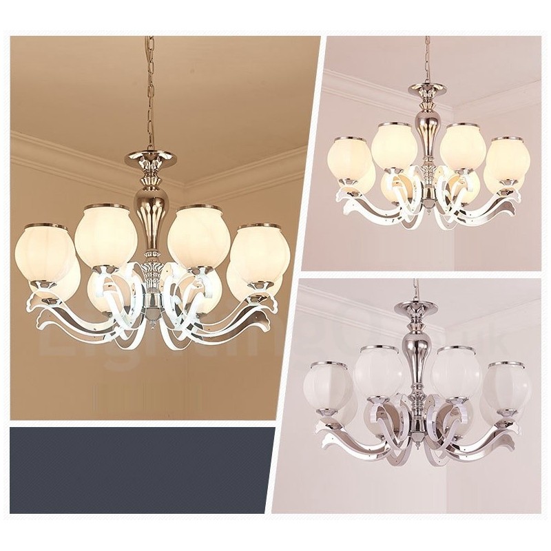 Lámpara colgante moderna contemporánea de lujo de 8 luces con pantalla de cristal