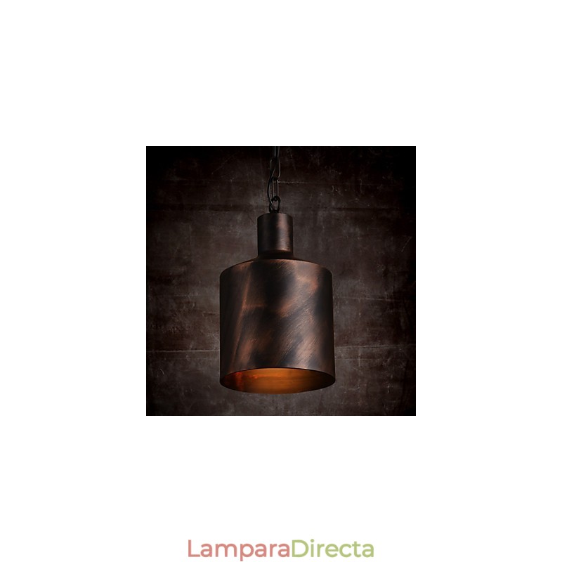 Lámpara colgante rústica de metal con forma de tambor