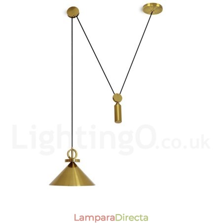 Lámpara colgante de techo de latón con diseño nórdico contemporáneo moderno de cobre puro y con subida y bajada. Lámpara colgante de techo de latón con diseño nórdico contemporáneo moderno de cobre puro y con subida y bajada.