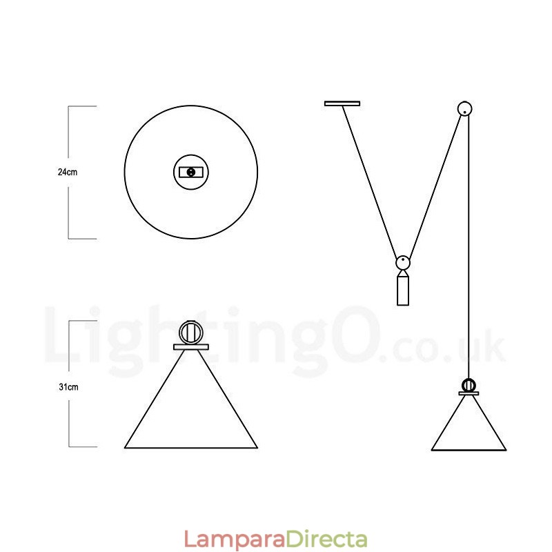Lámpara colgante de techo de latón con diseño nórdico contemporáneo moderno de cobre puro y con subida y bajada.