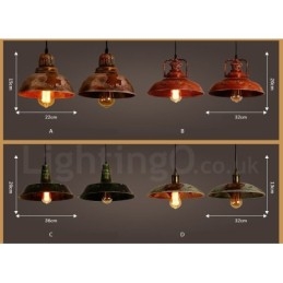 Lámpara colgante rústica estilo loft, estilo retro vintage, de 1 luz