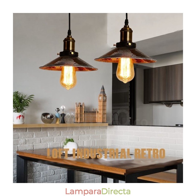 Lámpara colgante rústica estilo loft, estilo retro vintage, de 1 luz