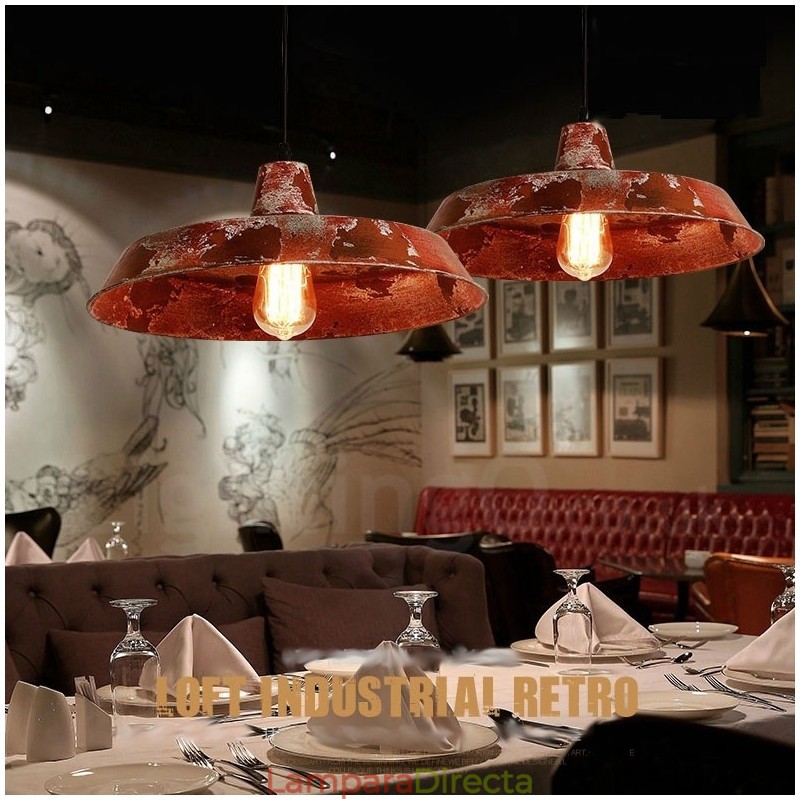 Lámpara colgante rústica estilo loft, estilo retro vintage, de 1 luz