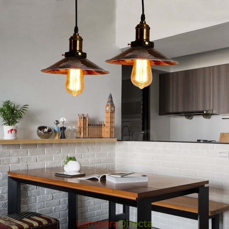 Lámpara colgante rústica estilo loft, estilo retro vintage, de 1 luz