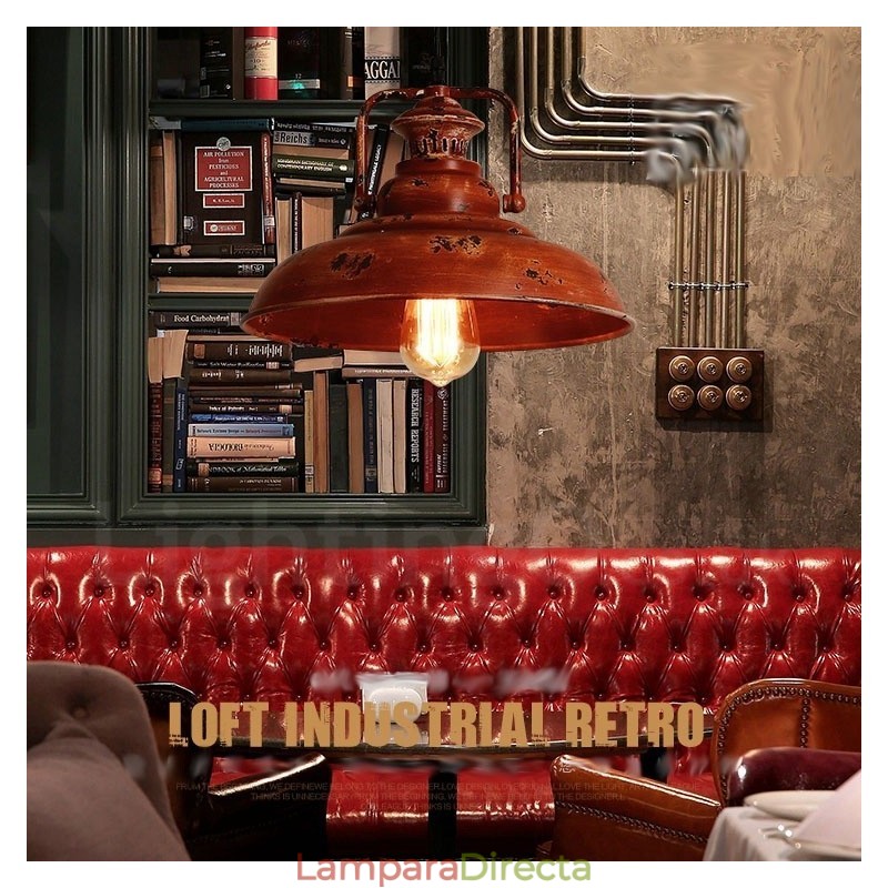 Lámpara colgante rústica estilo loft, estilo retro vintage, de 1 luz