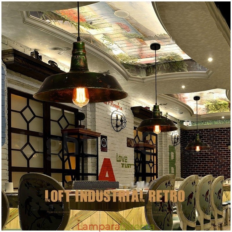 Lámpara colgante rústica estilo loft, estilo retro vintage, de 1 luz
