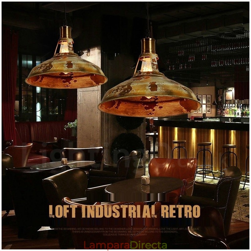 Lámpara colgante rústica estilo loft, estilo retro vintage, de 1 luz
