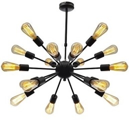 Lámpara de araña minimalista radial de 18 luces de estilo norteamericano