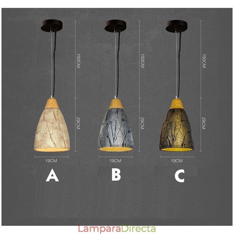 Lámpara de techo colgante moderna contemporánea de cemento de 1 luz