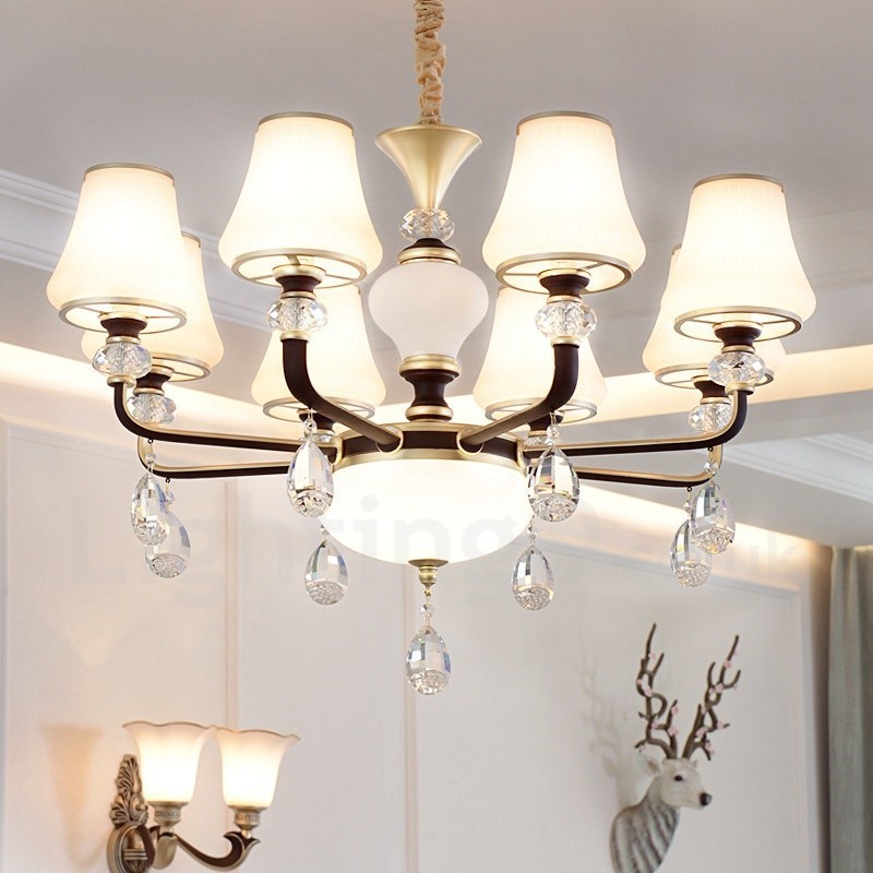 Lámpara colgante de cristal moderna, contemporánea, retro, de lujo, con pantalla de cristal