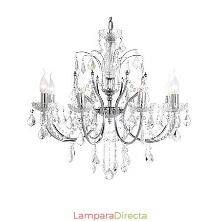 Elegante lámpara de araña de cristal con 8 luces Elegante lámpara de araña de cristal con 8 luces