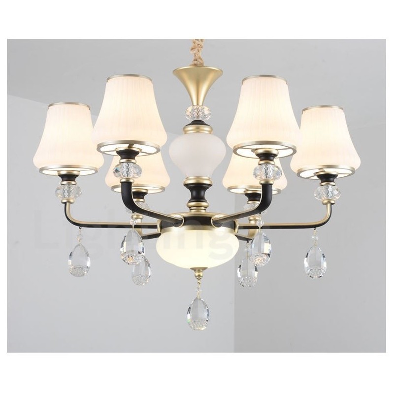 Lámpara colgante de cristal moderna, contemporánea, retro, de lujo, con pantalla de cristal