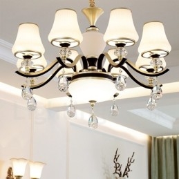 Lámpara colgante de cristal moderna, contemporánea, retro, de lujo, con pantalla de cristal
