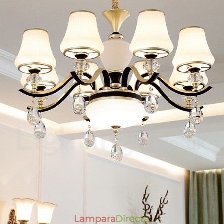Lámpara colgante de cristal moderna, contemporánea, retro, de lujo, con pantalla de cristal Lámpara colgante de cristal moderna, contemporánea, retro, de lujo, con pantalla de cristal