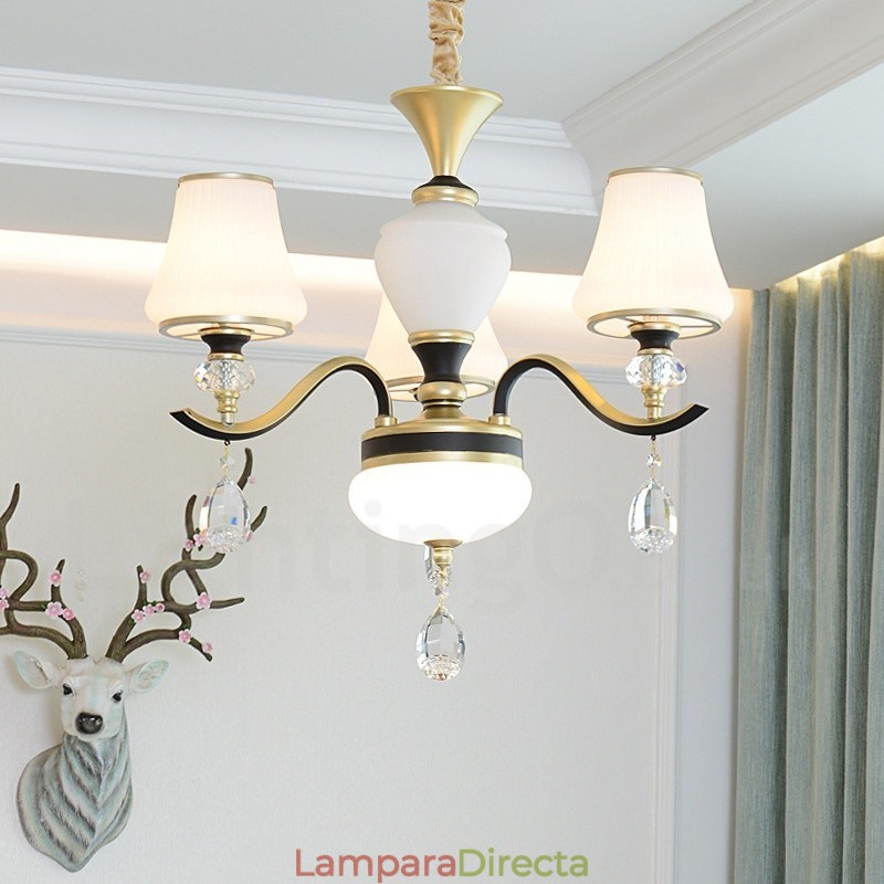Lámpara colgante de cristal moderna, contemporánea, retro, de lujo, con pantalla de cristal